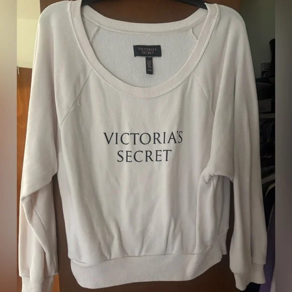 Victoria's Secret White Sweatshirt large - Picture 2 of 5